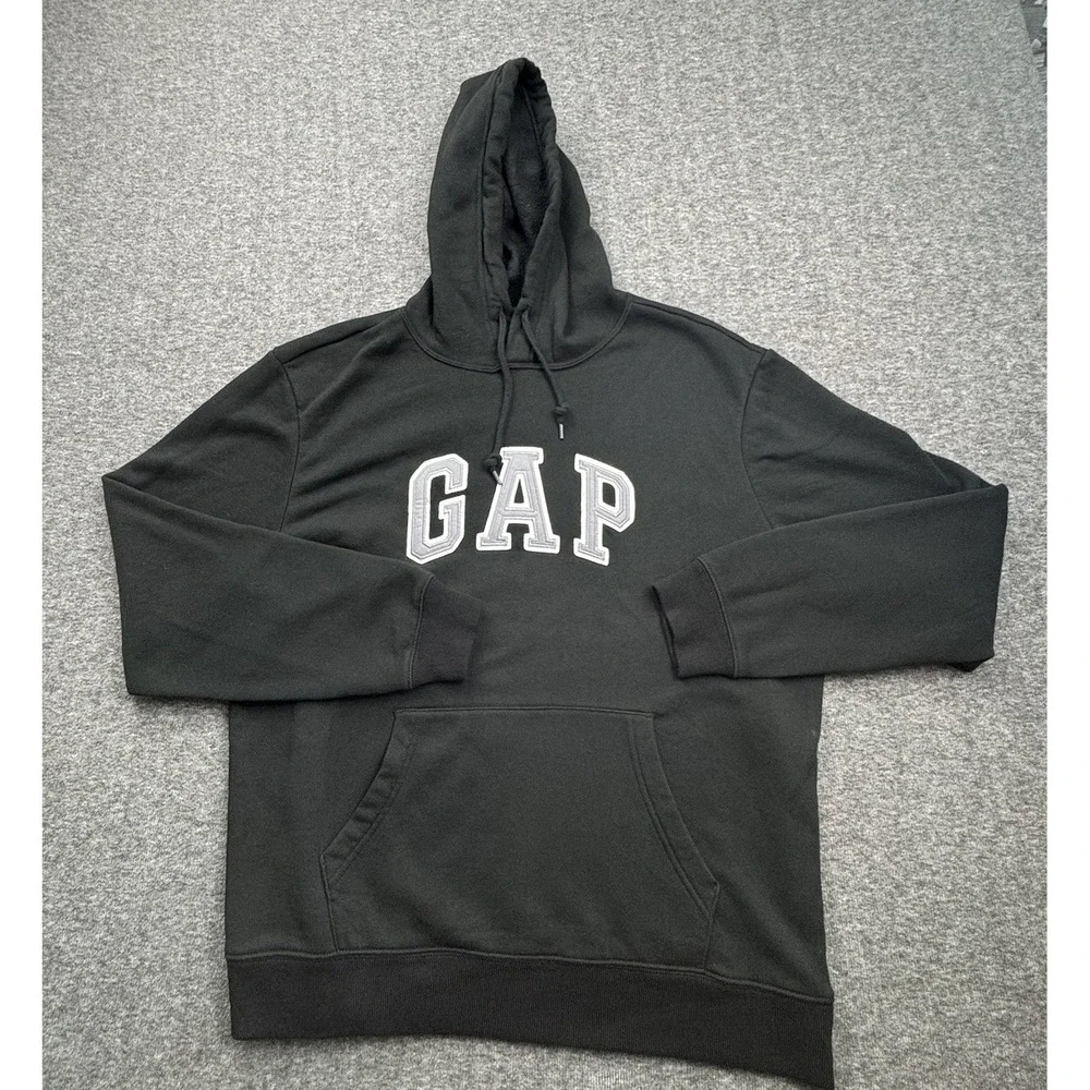 Gap Hoodie Mens‎ Sz Large Black Big Logo Spellout Pullover